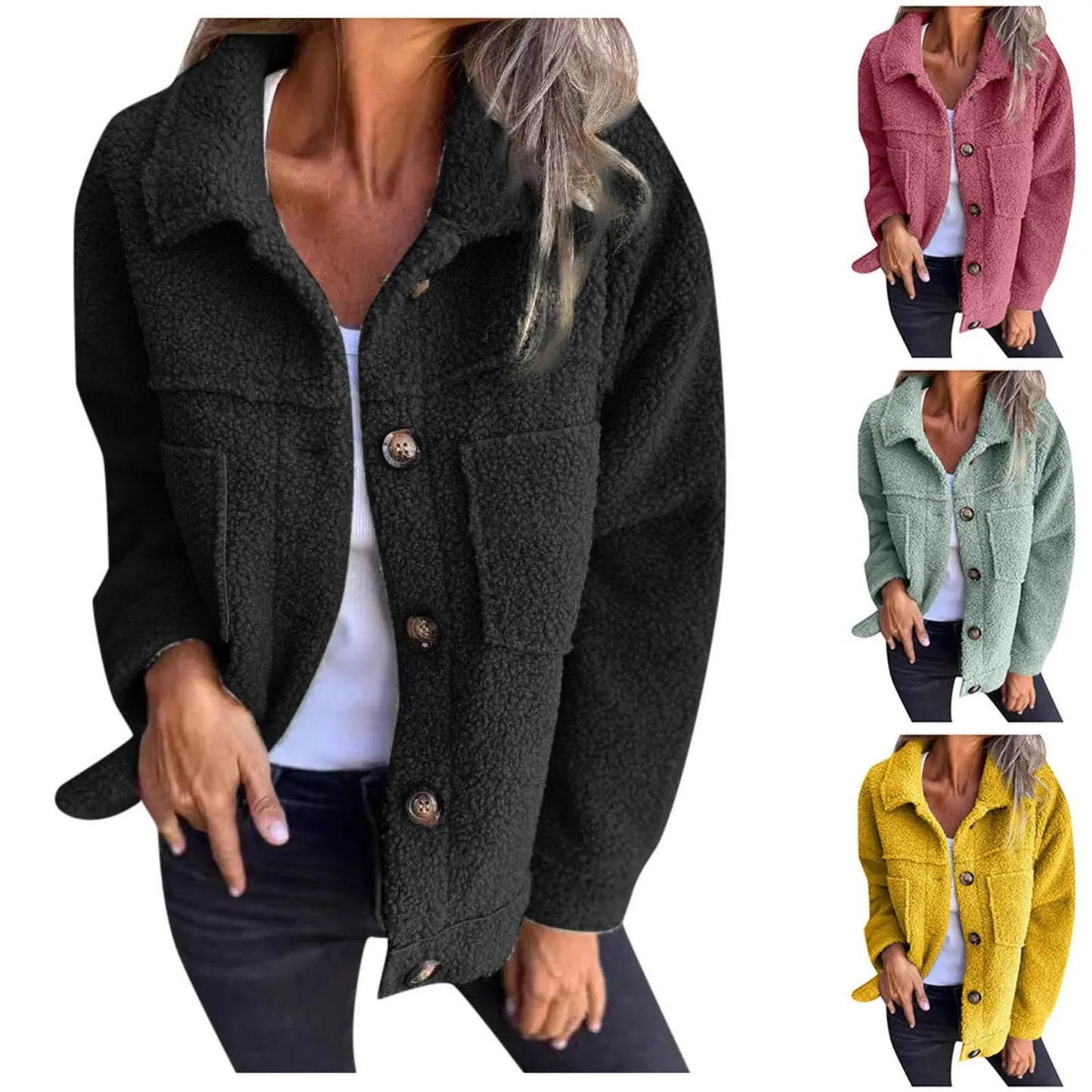 Adèle | Veste en Tissu Sherpa à Col à Revers pour Élégance et Chaleur lunnav