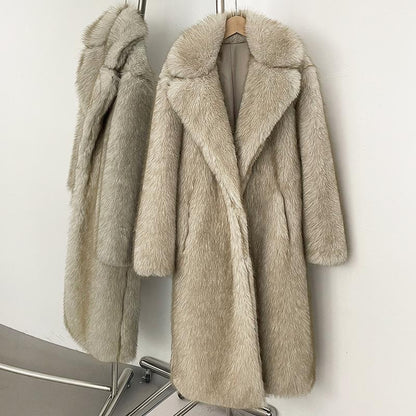 Aurora Luxe™ | Coat – Women’s Faux Fur Coat with Long Sleeve Medium-Length Elegance & Warmth