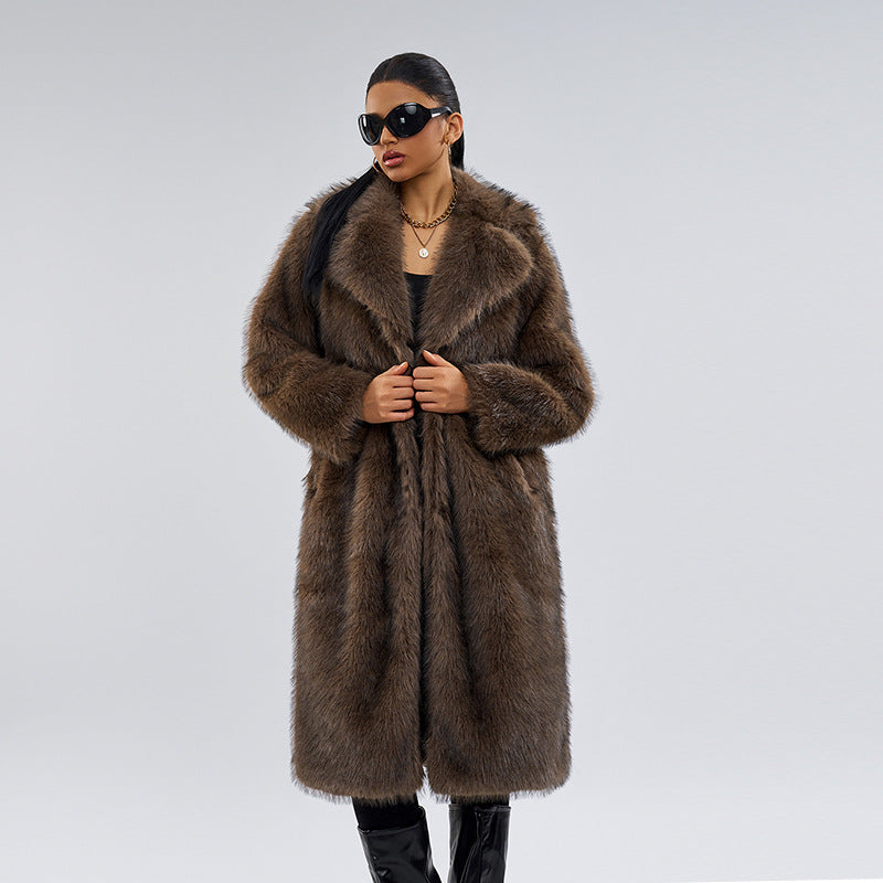 Aurora Luxe™ | Coat – Women’s Faux Fur Coat with Long Sleeve Medium-Length Elegance & Warmth