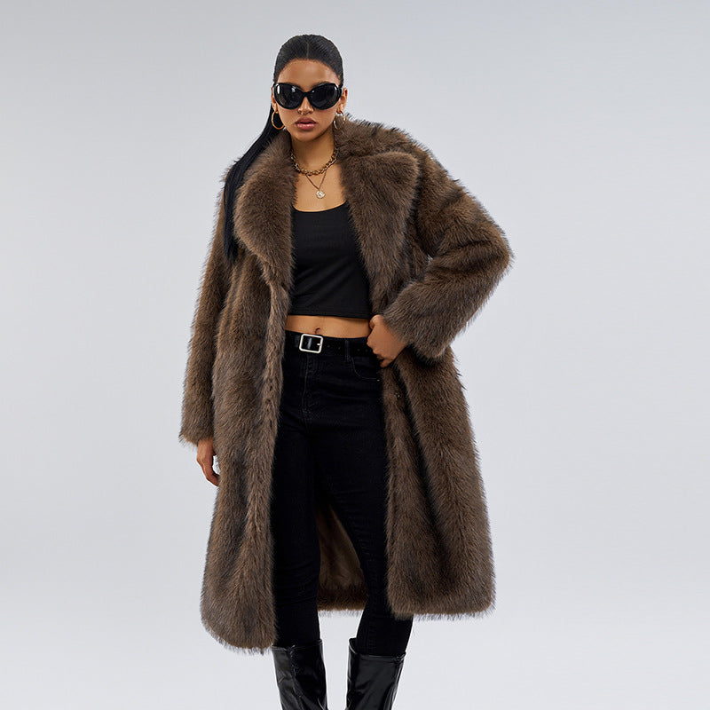 Aurora Luxe™ | Coat – Women’s Faux Fur Coat with Long Sleeve Medium-Length Elegance & Warmth